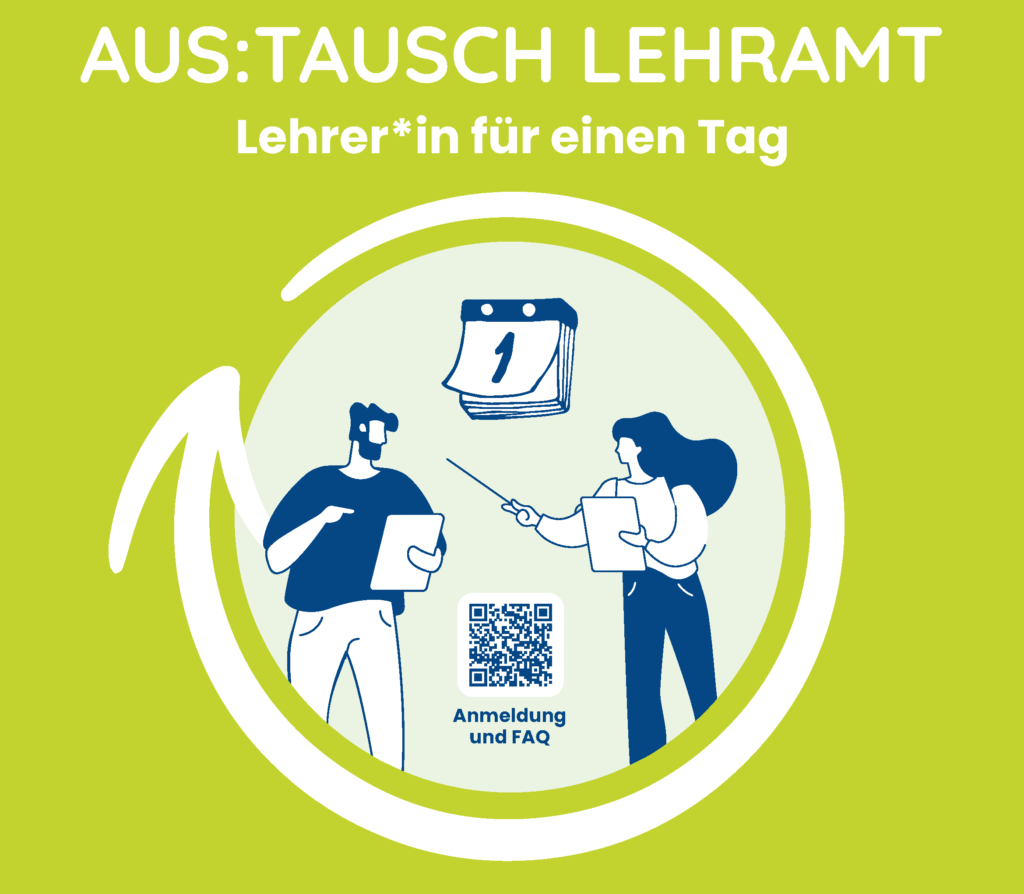 Das Format Austausch Lehramt - Lehrer*in für einen Tag erscheint mit QR-Code